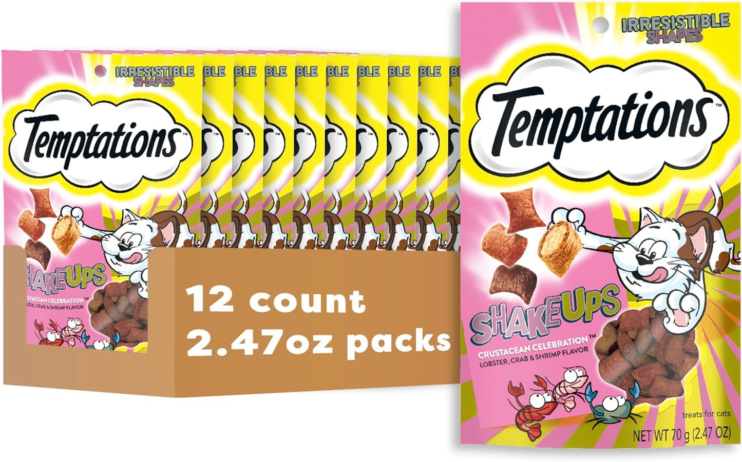 Temptations ShakeUps Crunchy and Soft Cat Treats, Crustacean Celebration Flavor, (12) 2.47 oz. Pouches