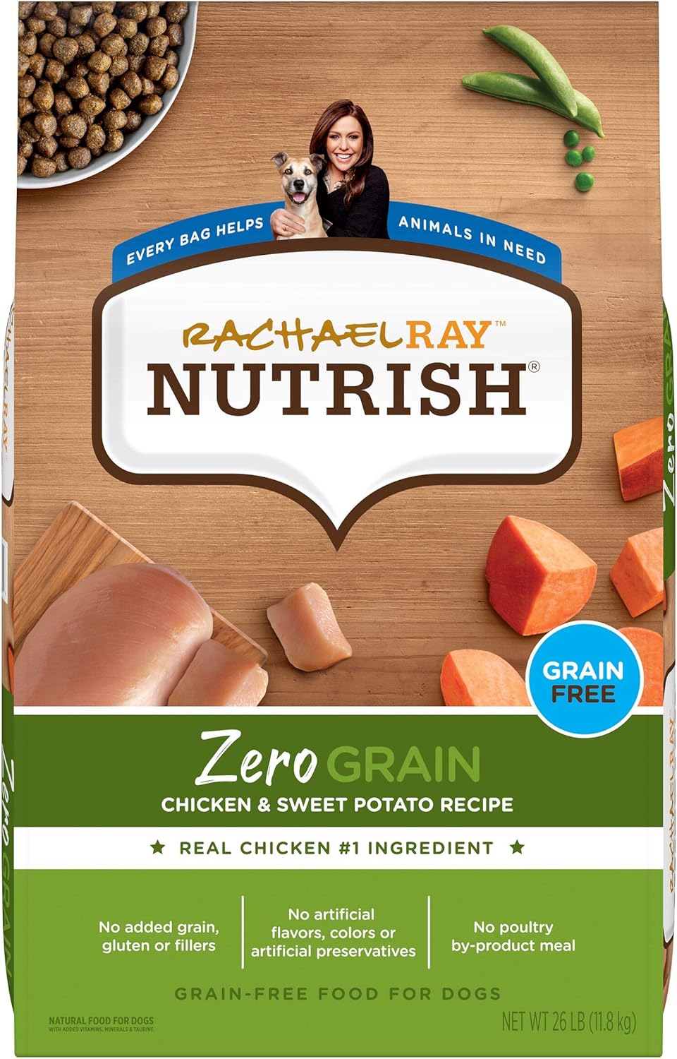 Nutrish Rachael Ray Zero Grain Dry Dog Food, Chicken & Sweet Potato Recipe, 26 Pounds