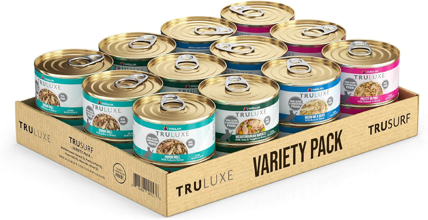 Weruva Truluxe Cat Food, Variety Pack, Trusurf, Wet Cat Food, 3Oz Cans (Pack of 24)