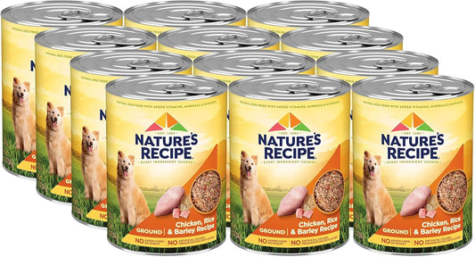 Nature's Recipe Wet Dog Food, Chicken, Rice & Barley Recipe Ground Formula, 13.2 Ounce Can (Pack of 12)