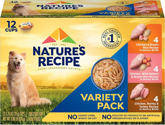 Nature's Recipe Wet Dog Food, Variety Pack, 2.75 Ounce Cup (Pack of 24)