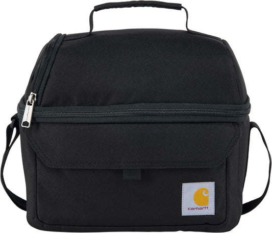 Carhartt 12 Can Two Compartment Lunch Box | Durable, Fully-Insulated Lunch Bag for Women & Men, Large Lunchbox (Black)