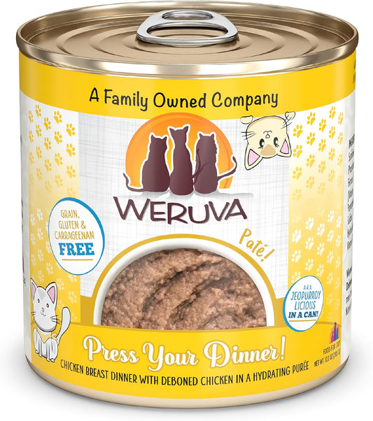 Weruva Wet Cat Food, Press Your Dinner with Chicken Pate, 10oz Can, Pack of 12