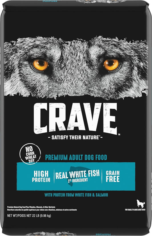 CRAVE Grain Free High Protein Adult Dry Dog Food, White Fish & Salmon, 22 lb. Bag