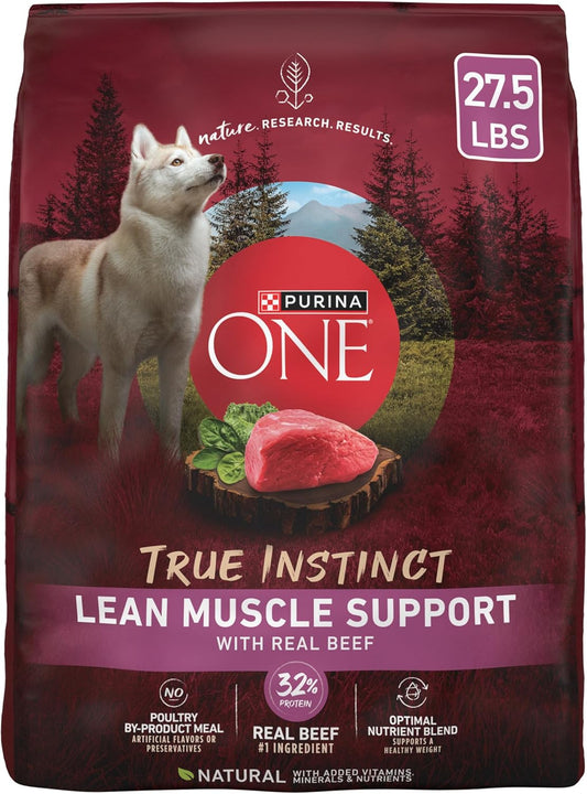 Purina ONE True Instinct Lean Muscle Support with Real Beef Natural with Added Vitamins, Minerals and Nutrients High Protein Dog Food - 27.5 lb. Bag