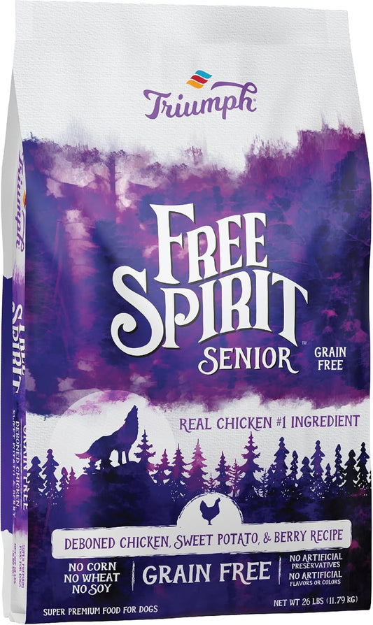 Triumph Free Spirit Deboned Chicken, Sweet Potato, & Berry Senior Recipe Dry Dog Food, 26 LB