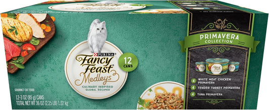 Purina Fancy Feast Wet Cat Food Variety Pack, Medleys Primavera Collection - (2 Packs of 12) 3 oz. Cans