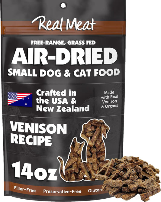 TRMC Real Meat Air Dried Cat Food & Dog Food w\/Real Venison - 14oz of USA-Crafted Grain-Free Dry Dog & Cat Food Sourced from Free-Range, Grass-Fed Venison - All Natural, High Protein Pet Food