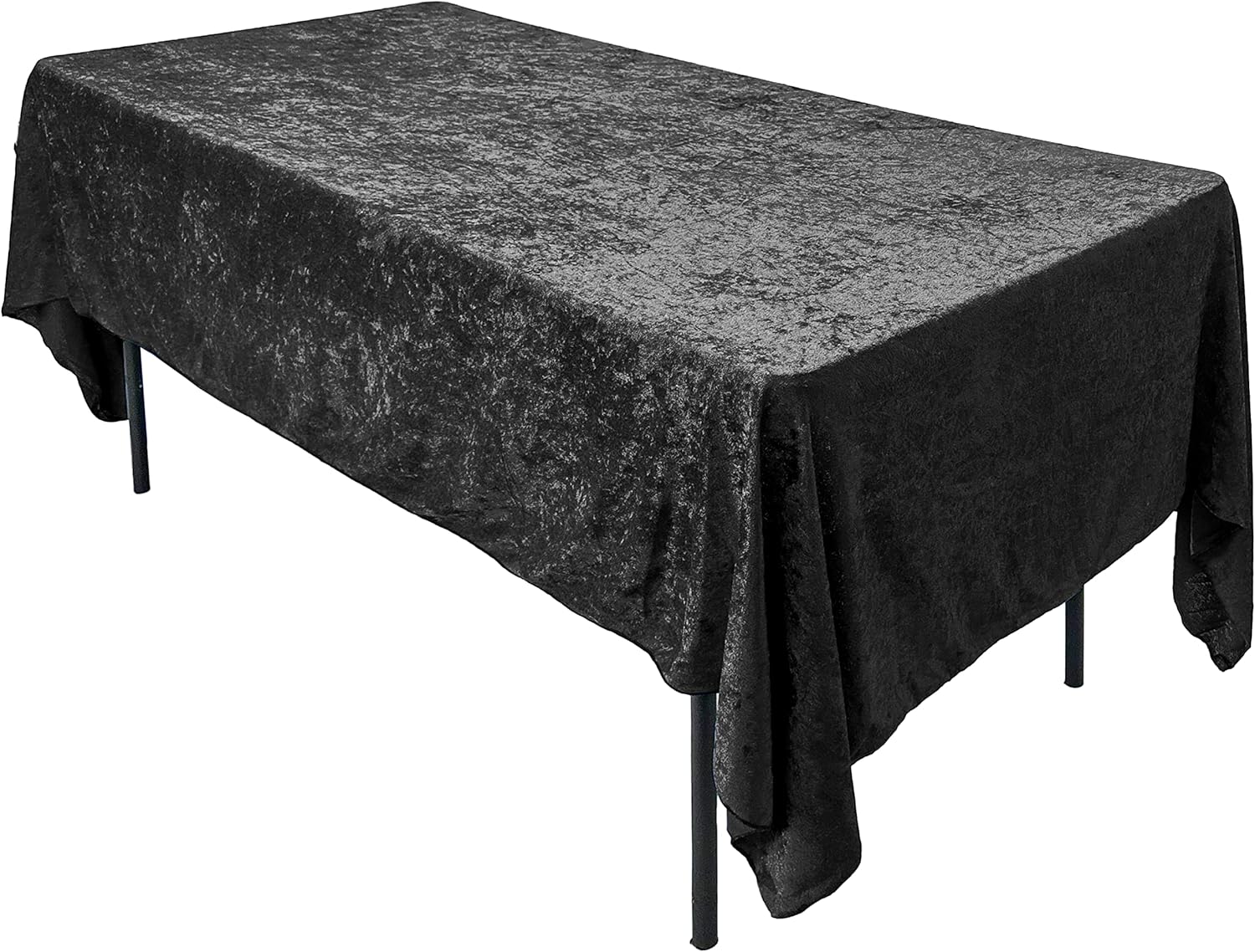 AK TRADING CO. Lush Panne Velvet Tablecloth - 60 x 102 Inch Rectangular Table, Black