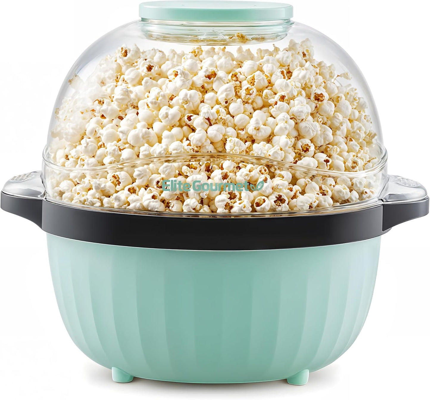 Elite Gourmet EPM145M 18-cup Hot Oil Stirring Popcorn Popper w\/Measuring Cap & Reversible Serving Bowl & Butter Melting Tray, Great for Parties, Movie Night, Anytime Snack, Safety ETL Approved, Mint