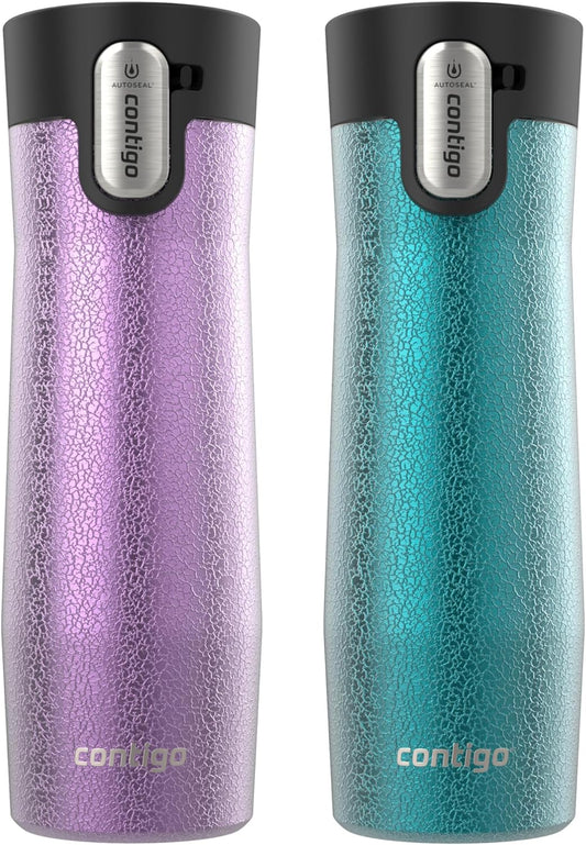 Contigo AUTOSEAL West Loop Vacuum-Insulated Stainless Steel Travel Mug with Easy-Clean Lid, 20 oz, 2-Pack