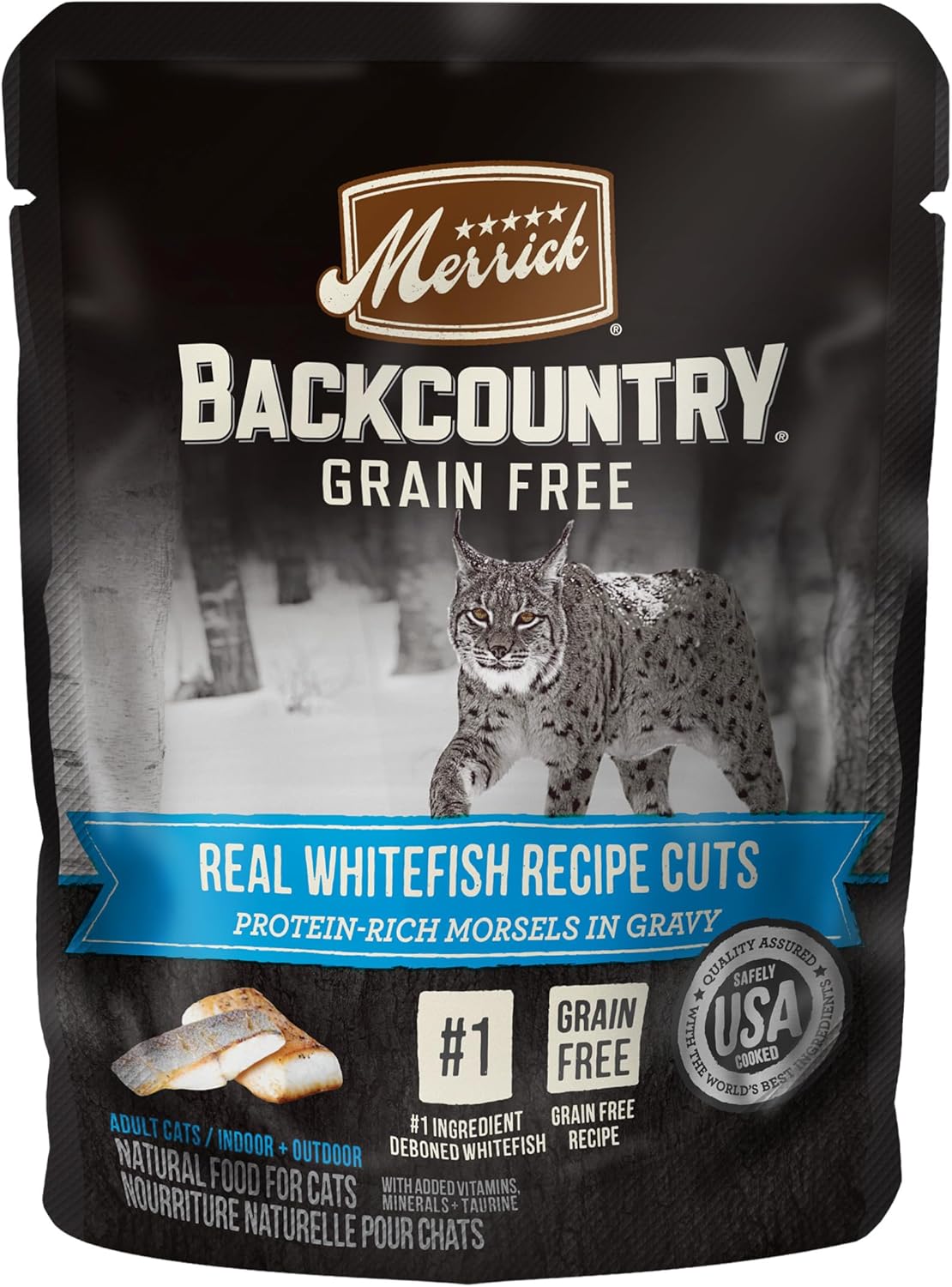 Merrick Backcountry Grain Free Gluten Free Premium High Protein Wet Cat Food, Whitefish Recipe Cuts With Gravy - (Pack of 24) 3 oz. Pouches