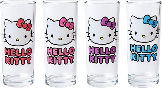 Silver Buffalo Sanrio Hello Kitty 4pc Tumbler Glass Set, 10 Ounces