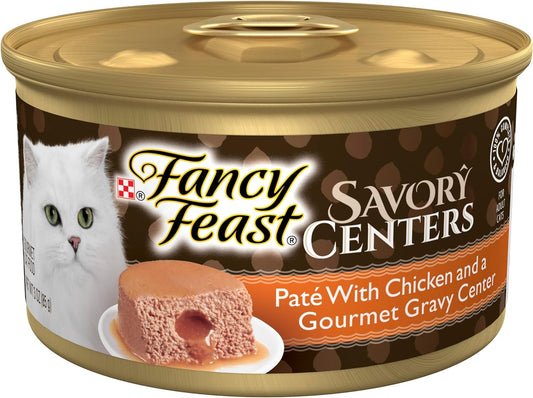 Purina Fancy Feast Savory Centers Adult Wet Cat Food Pate With Chicken and a Gravy Center - (Pack of 24) 3 oz. Cans