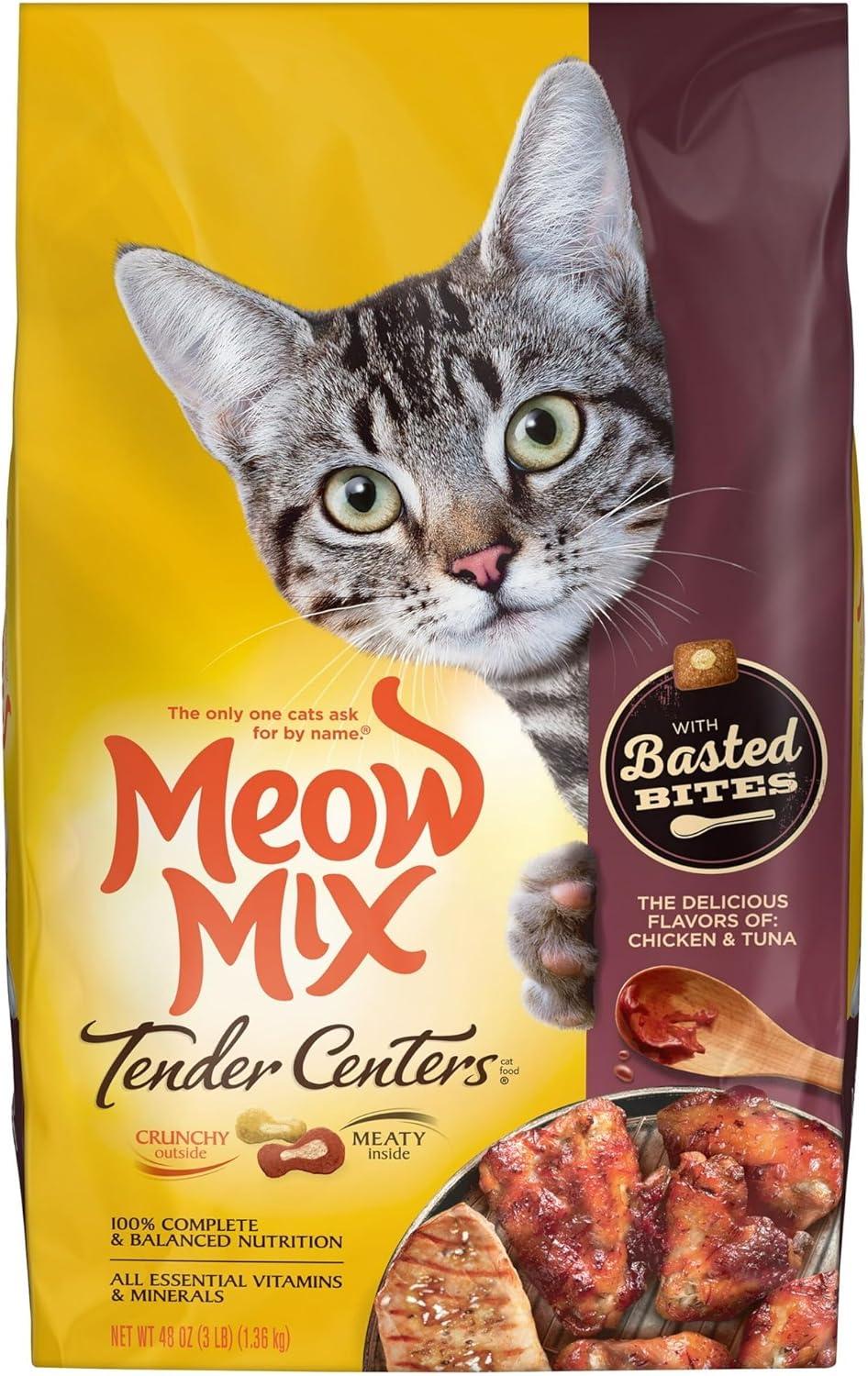 Tender Centers with Basted Bites, Chicken and Tuna Flavored Dry Cat Food, 3-Pound, Contains All Essential Vitamins and Minerals