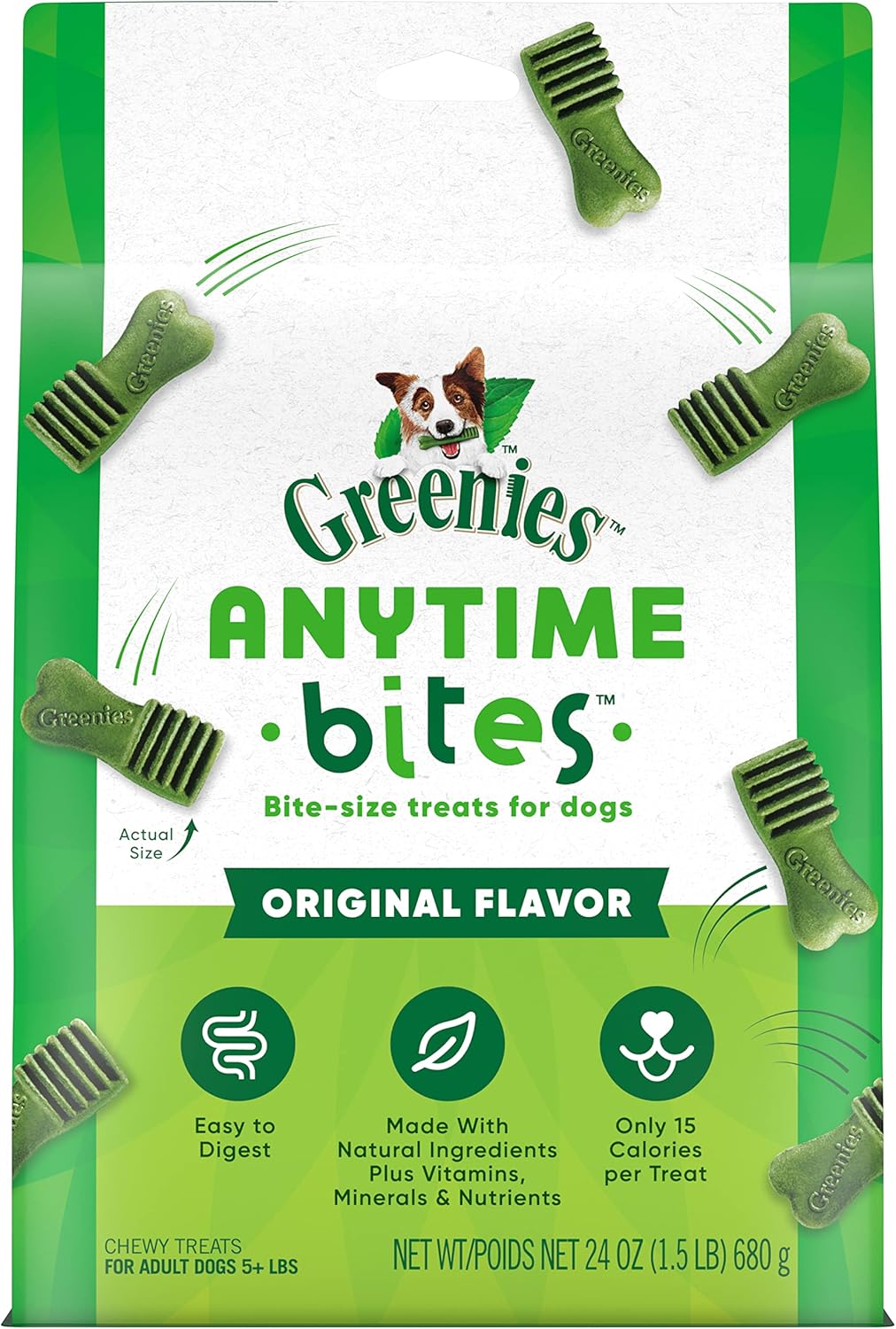 GREENIES ANYTIME BITES Dog Treats, Original Flavor, 24 oz. bag