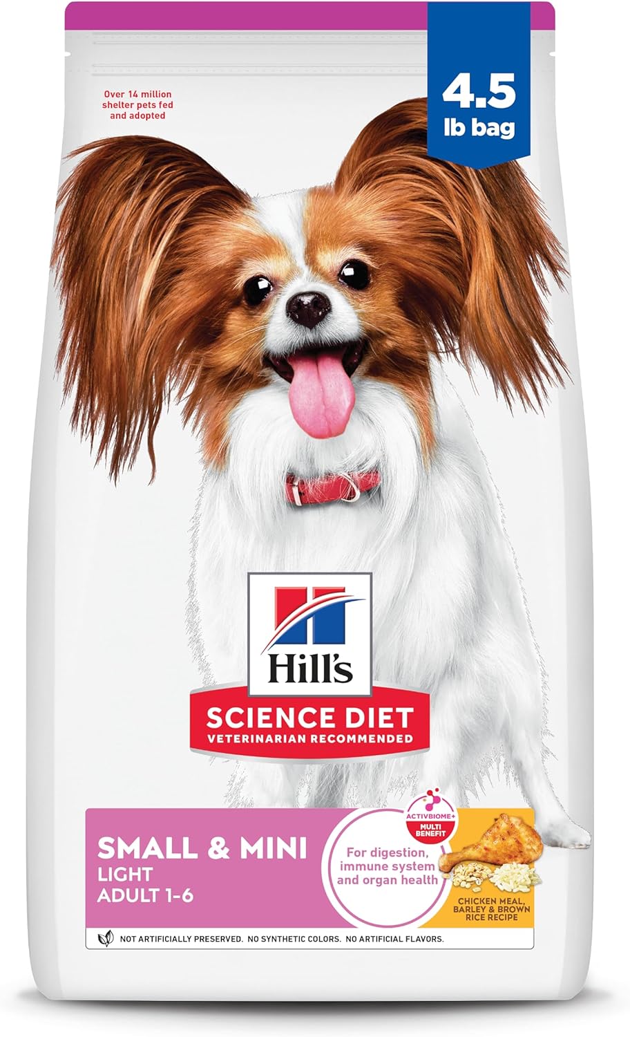 Hill's Science Diet Light , Adult 1-6, Small & Mini Breeds Weight Management Support, Dry Dog Food, Chicken & Barley, 4.5 lb Bag