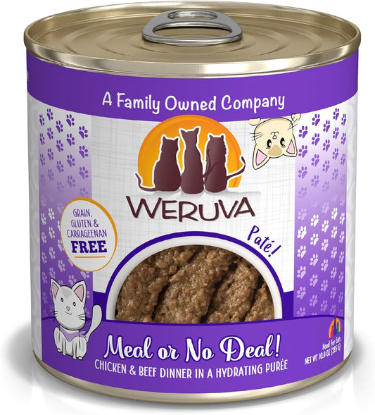 Weruva Wet Cat Food, Meal or No Deal with Chicken and Beef Pate, 10oz Can, Pack of 12