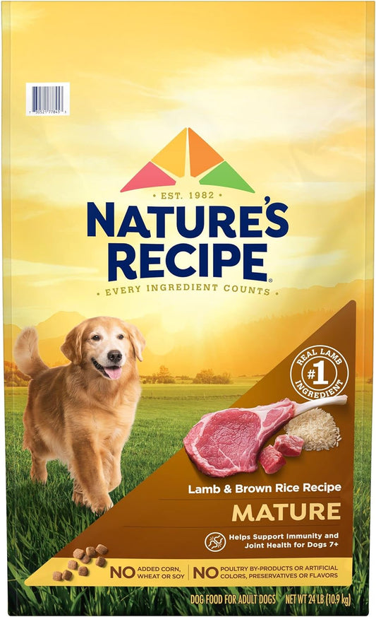 Nature’s Recipe Mature Lamb & Brown Rice Recipe Dry Dog Food, 24 lb. Bag