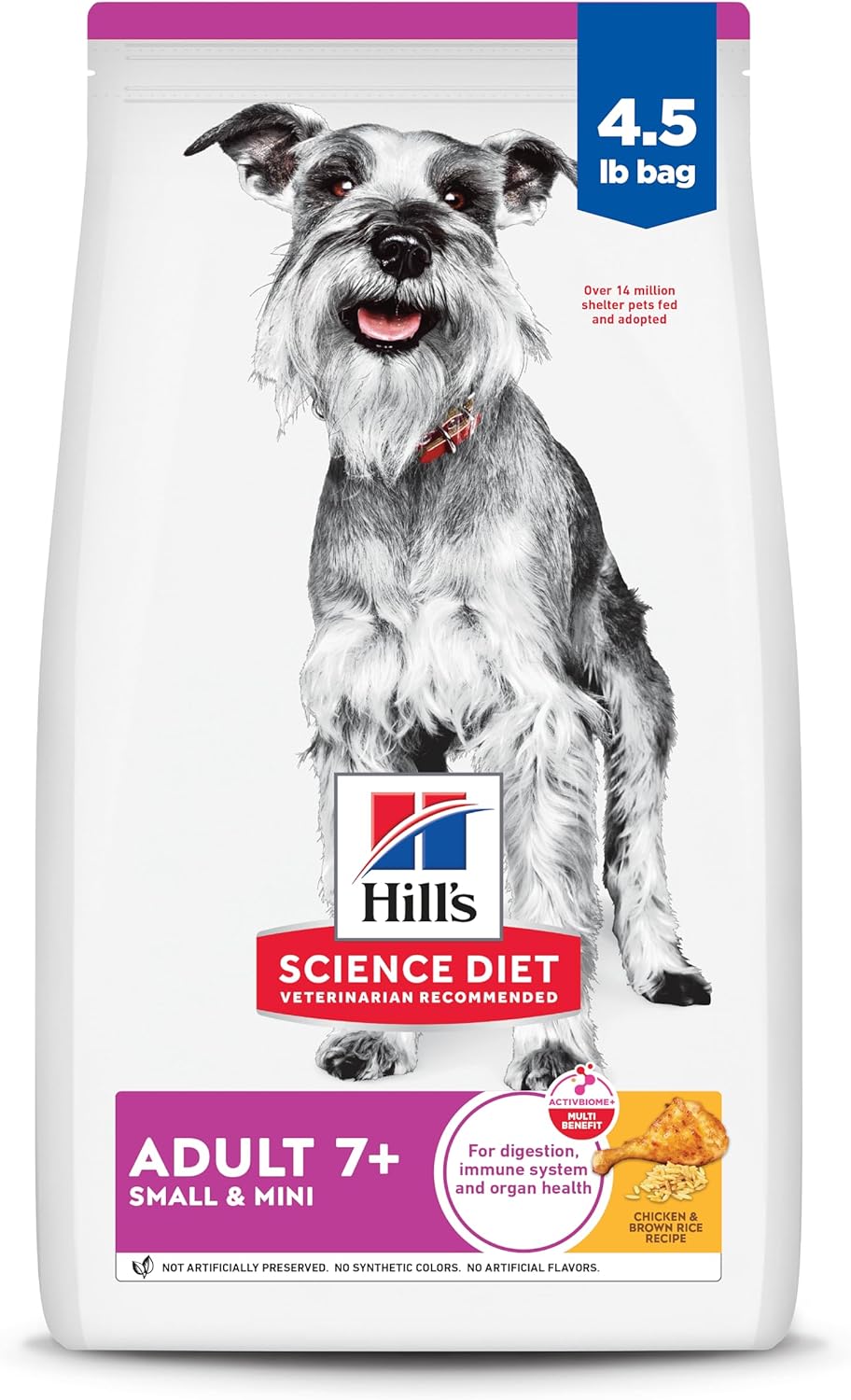 Hill's Science Diet Small & Mini, Senior Adult 7+, Small & Mini Breeds Senior Premium Nutrition, Dry Dog Food, Chicken, Brown Rice, & Barley, 4.5 lb Bag