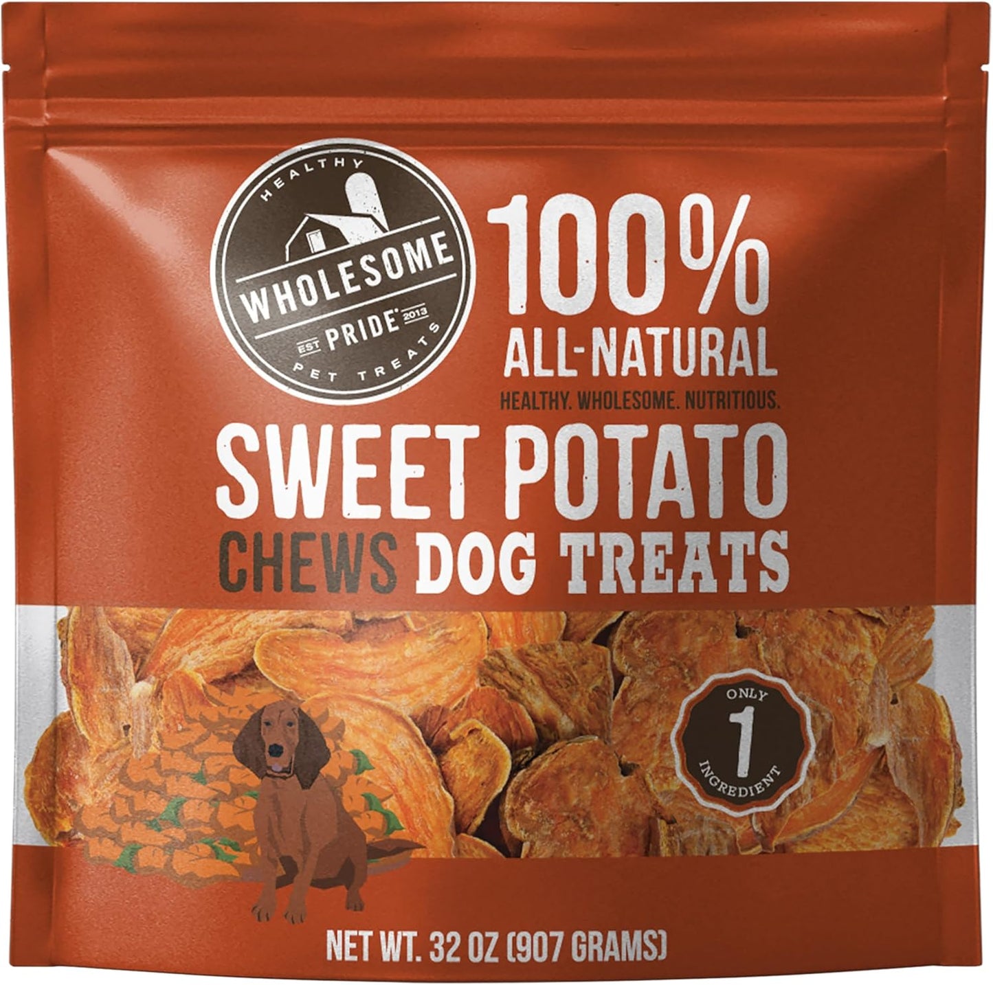 Wholesome Pride Sweet Potato Chews All-Natural Single Ingredient Dog Treats, 32 oz