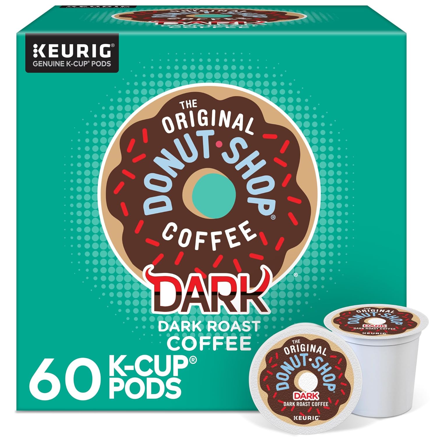 The Original Donut Shop Dark Keurig Single-Serve K-Cup Pods, Dark Roast Coffee, 60 Count, (6 Packs of 10)