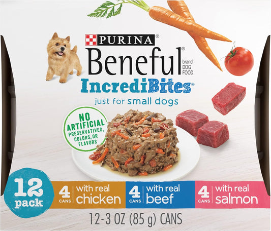 Purina Beneful Small Breed Wet Dog Food Variety Pack, IncrediBites - (2 Packs of 12) 3 oz. Cans