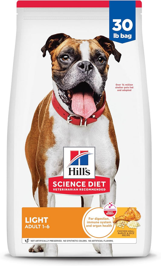 Hill's Science Diet Light , Adult 1-6, Weight Management Support, Dry Dog Food, Chicken & Barley, 30 lb Bag