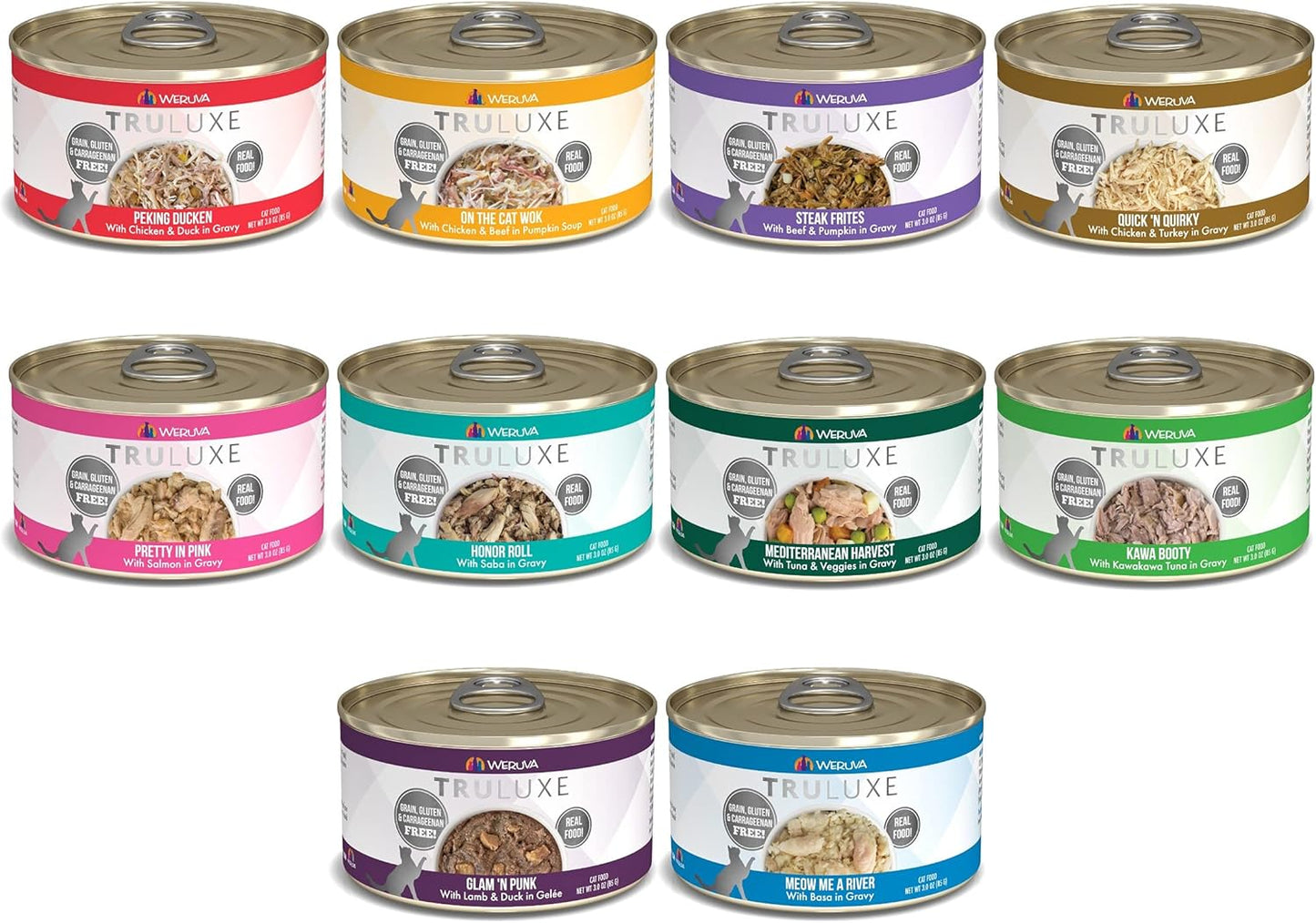 Weruva TruLuxe Grain-Free Wet Cat Food Variety Pack Box - All 10 Flavors - 3 Ounces Each (20 Total Cans - 2 of Each Flavor)