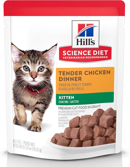 Hill's Science Diet Kitten, Kitten Premium Nutrition, Wet Cat Food, Chicken Stew, 2.8 oz Pouch, Case of 24