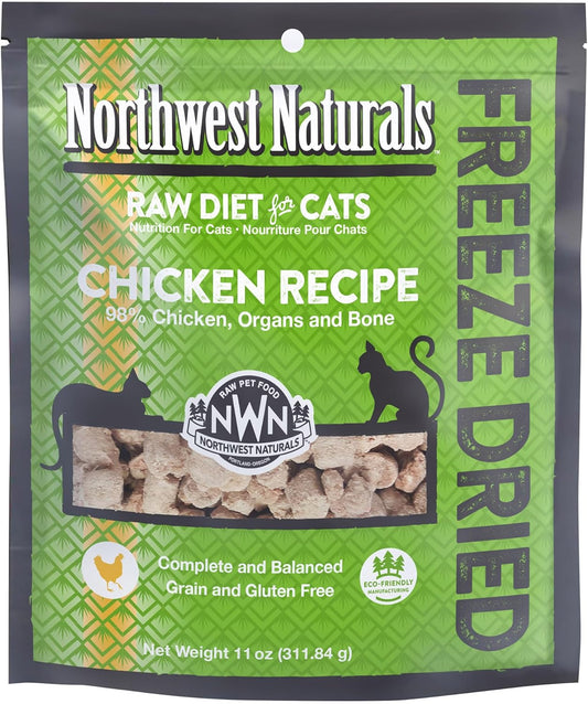 Northwest Naturals Freeze-Dried Chicken Cat Food - Bite-Sized Nibbles - Healthy, Limited, Human Grade Ingredients, All Natural - 11 Oz