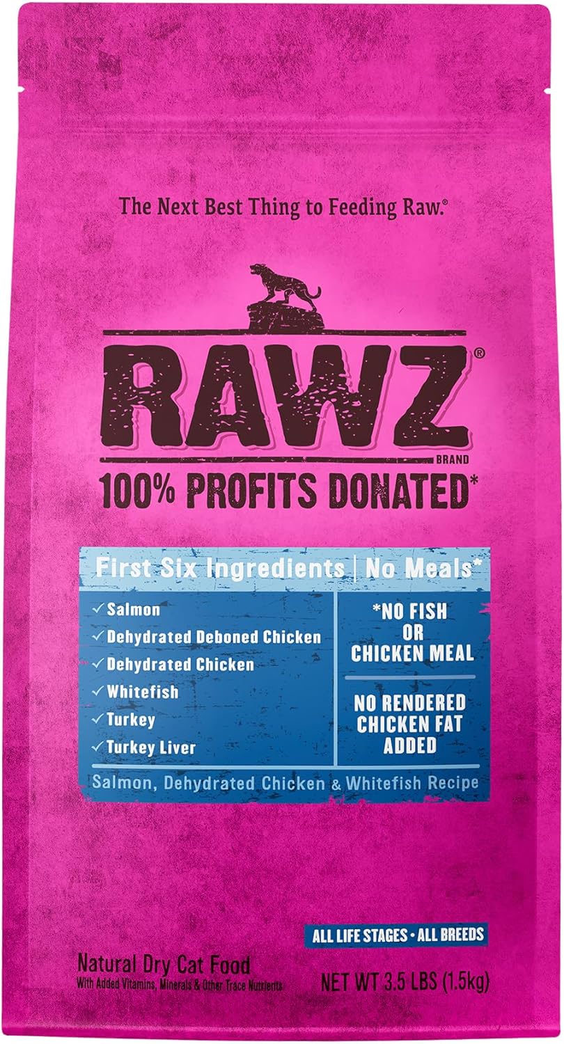 Rawz Salmon, Dehydrated Chicken & Whitefish Recipe Natural Dry Cat Food (3.5lb, Salmon, Dehydrated Chicken & Whitefish)