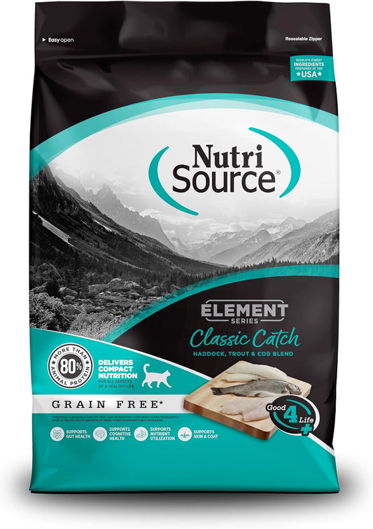 NutriSource Element Series Classic Catch Dry Cat Food, Haddock, Trout & Cod, 4LB