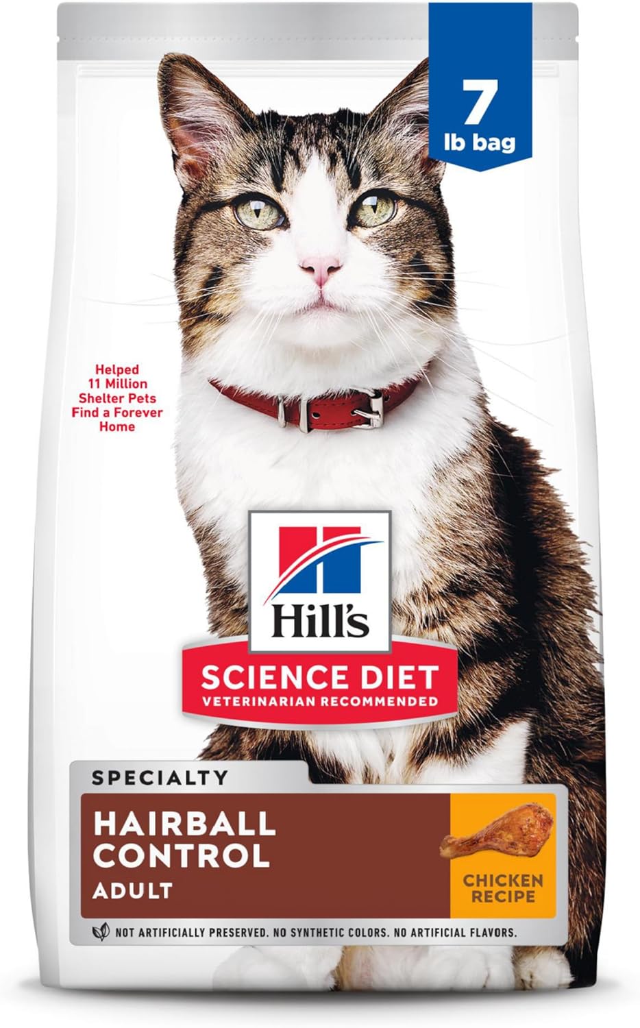 Hill's Science Diet Adult Hairball Control Chicken Recipe Dry Cat Food, 7 lbs.