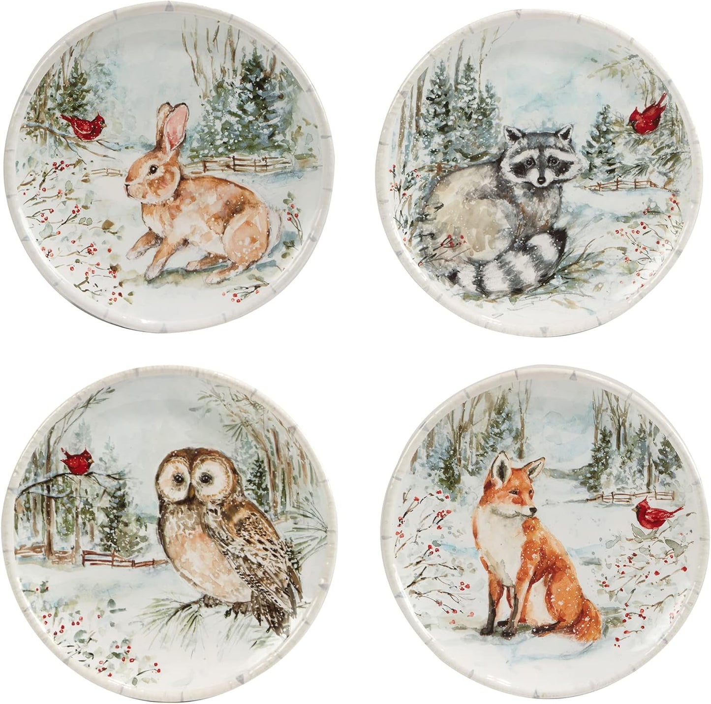 Certified International Winter's Walk 8.5" Salad/Dessert Plates, Set of 4, Multicolor