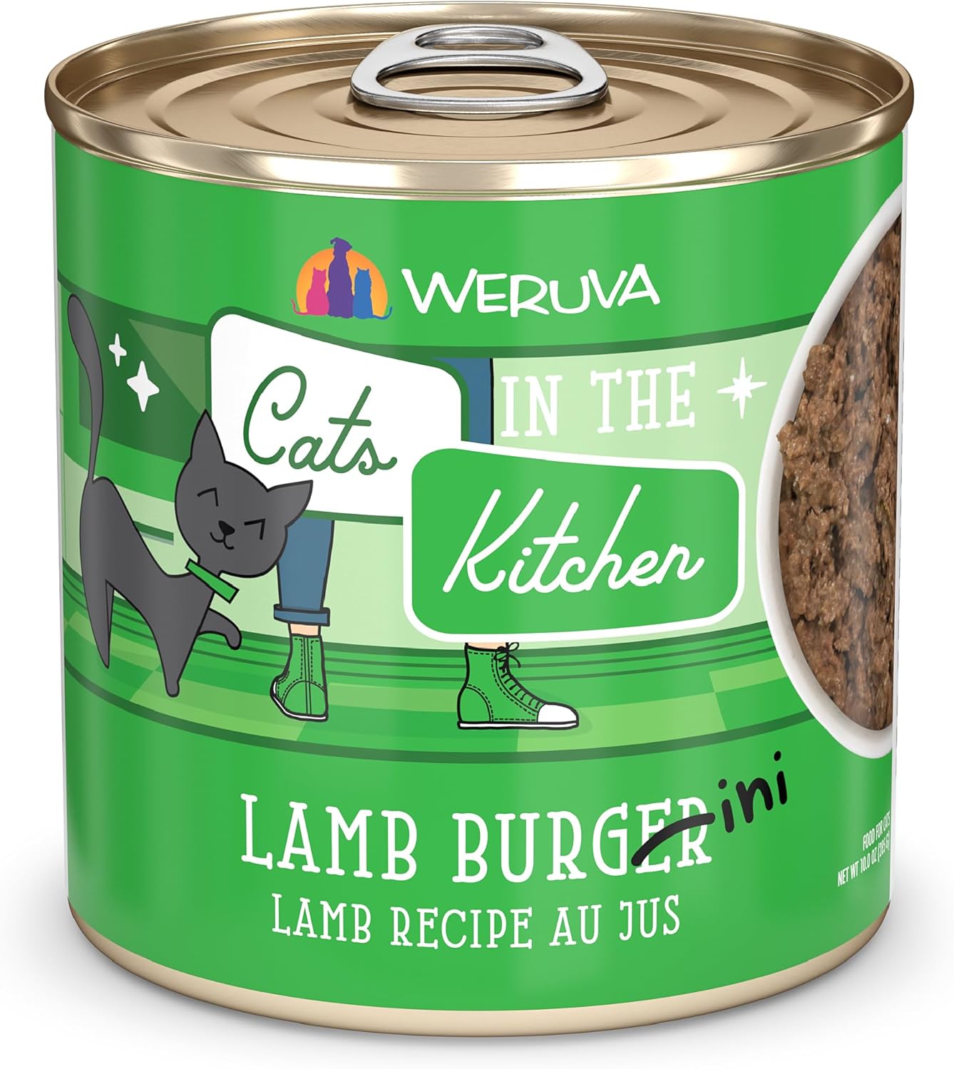 Weruva Cats in The Kitchen, Lamb Burger-ini Wet Cat Food, 10oz Can (Pack of 12)