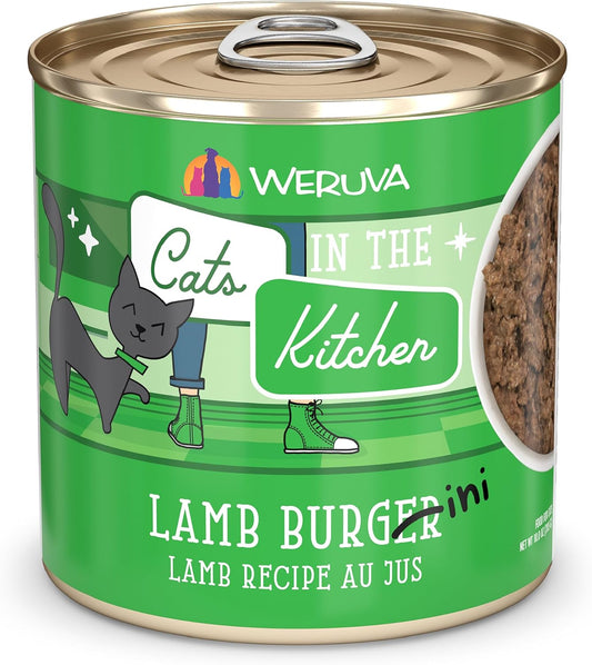 Weruva Cats in The Kitchen, Lamb Burger-ini Wet Cat Food, 10oz Can (Pack of 12)