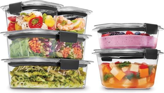 Rubbermaid Brilliance® Round and Rectangular Leak Proof Food Storage Containers, 12 Piece Set