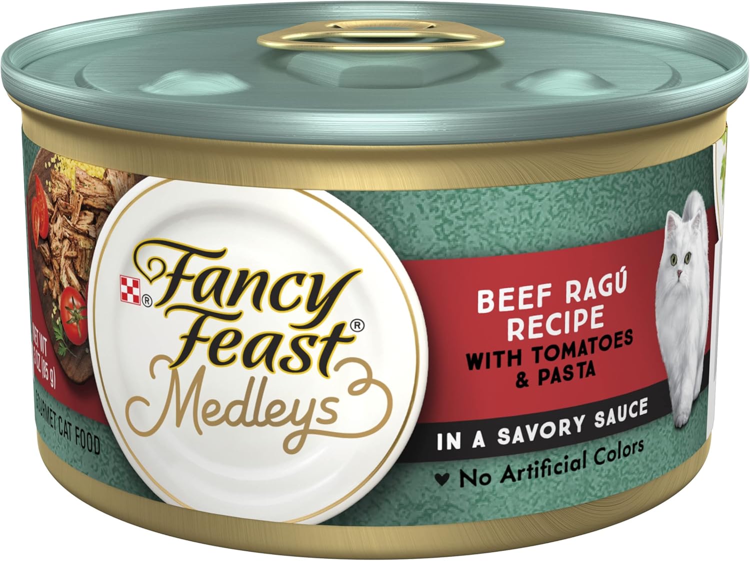 Purina Fancy Feast Medleys in Gravy Beef Ragu Recipe with Tomatoes and Pasta in a Savory Sauce - (Pack of 24) 3 oz. Cans