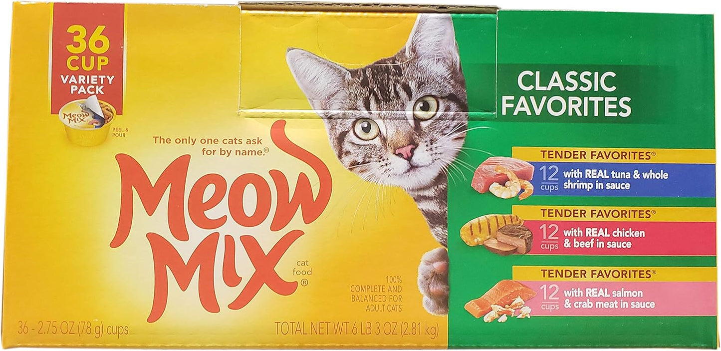 Meow Mix Classic Variety Pack (36 Count Net Wt 99.9 Oz)