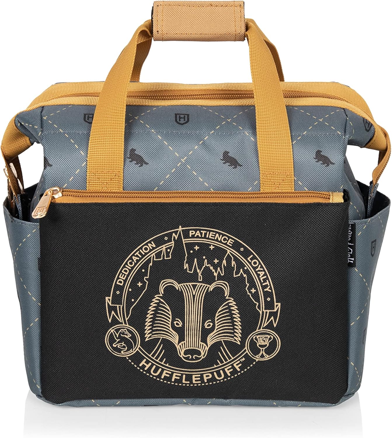 PICNIC TIME Harry Potter Hufflepuff On The Go Lunch Cooler, Soft Cooler Lunch Box, Insulated Lunch Bag, (Black with Yellow Accents)