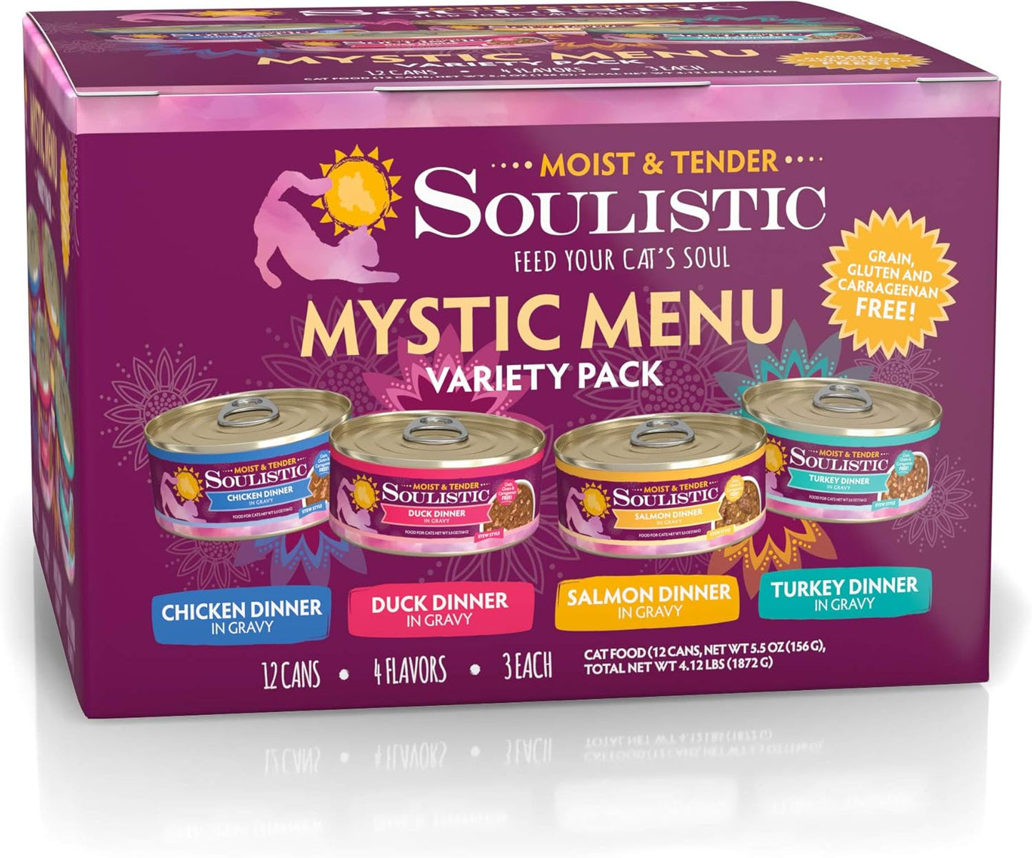 Soulistic Moist & Tender Mystic Menu Variety Pack Wet Cat Food 5.5 oz. Count of 12