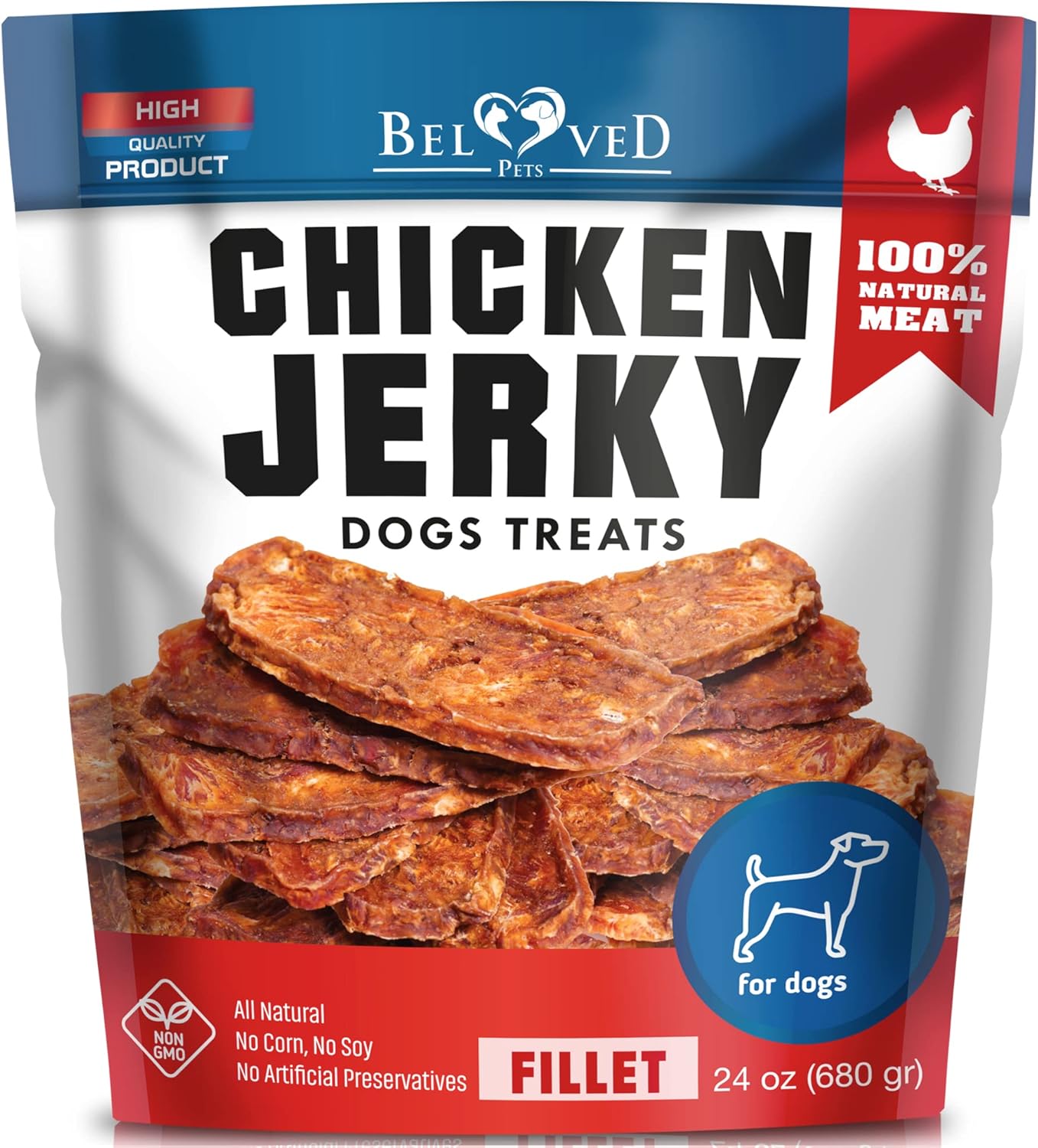 Chicken Jerky Dog Treats 1.5 Lb - Human Grade Pet Snacks & Grain Free Meat - All Natural High Protein Dried Strips - Best Chews for Training Small & Large Dogs - Bulk Soft Pack Made for USA