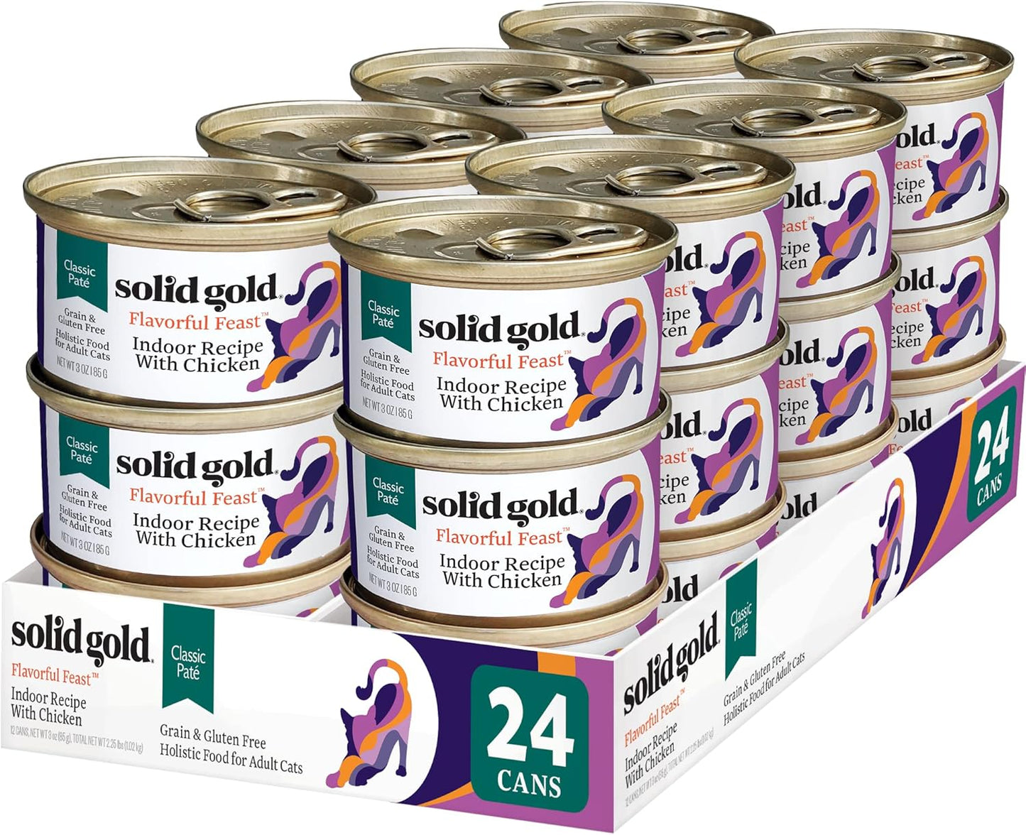 Solid Gold Flavorful Feast Wet Cat Food - Pate - Real Chicken - Canned Cat Food, 24 Pack