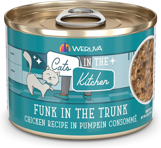 Weruva Cats in The Kitchen, Funk in The Trunk with Chicken in Pumpkin Consomme Cat Food, 6oz Can (Pack of 24)