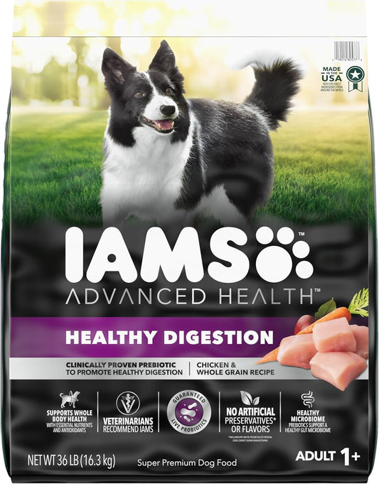 Iams Advanced Health Adult Healthy Digestion Dry Dog Food with Real Chicken, 36 lb. Bag