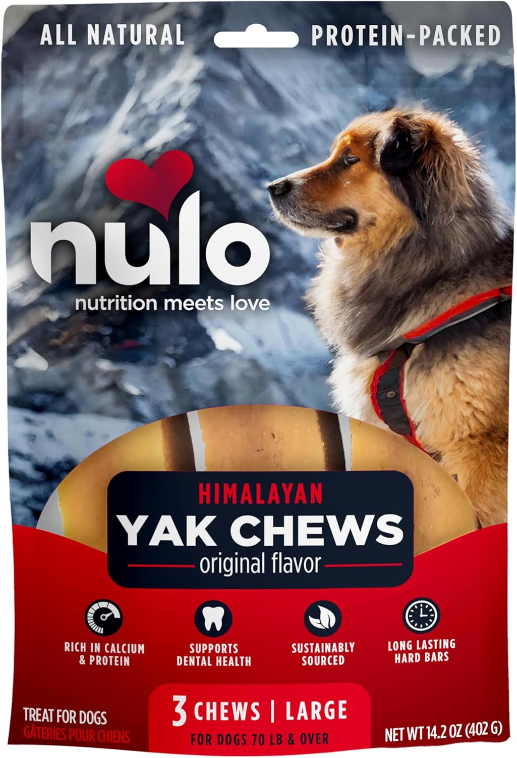 Nulo Himalayan Yak Chew Dog Treat, Original Large Bars 3pk