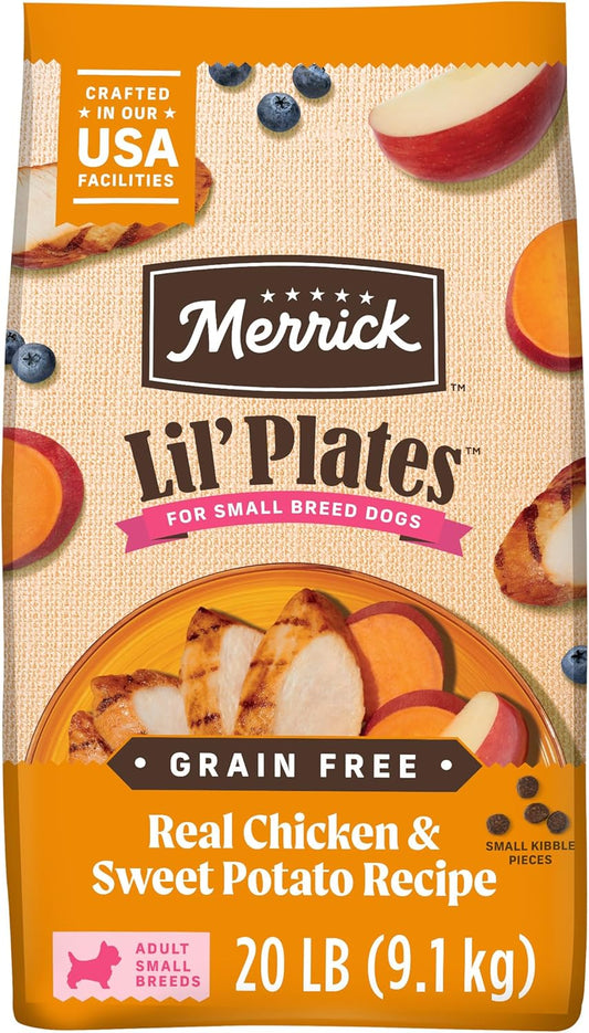 Merrick Lil’ Plates Premium Grain Free Dry Dog Food For Small Dogs, Real Chicken And Sweet Potato Kibble - 20.0 lb. Bag