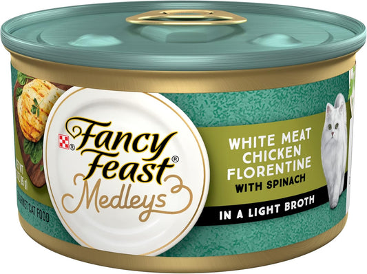 Purina Fancy Feast Gravy Wet Cat Food, Medleys White Meat Chicken Florentine With Garden Greens - (Pack of 24) 3 oz. Cans