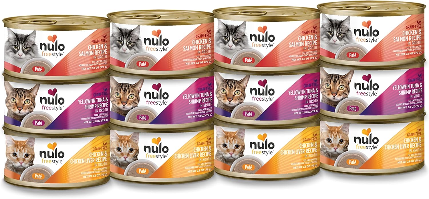 Nulo Freestyle Cat & Kitten Wet Pate Canned Cat Food,Premium All Natural Grain-Free, with 5 High Animal-Based Proteins and Vitamins to Support a Healthy Immune System and Lifestyle 2.8 oz (Pack of 12)